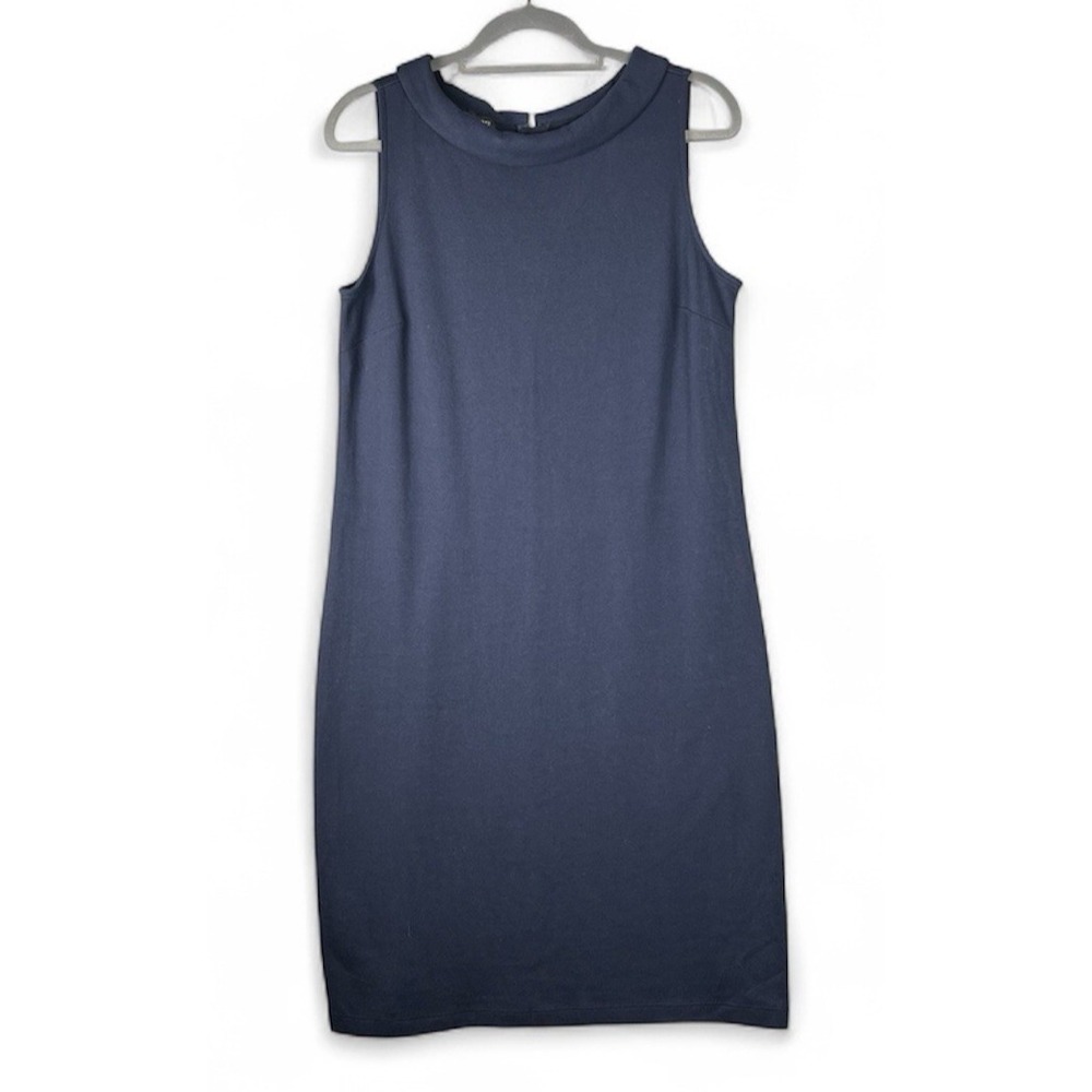 TALBOTS‎ Navy Shift Tank Dress Womens Size Med Boatneck Zipper Back Minimalist